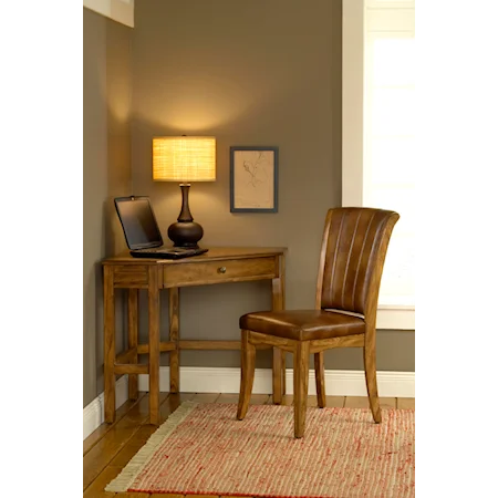 Medium Oak Corner Desk and Chair Set